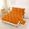thumbnail image 2 of Homewish Simple Halloween Spider Bed Sheets,Tiny Bug Print Full Size Sheets,Orange Black,4 Pieces,1 Flat Sheet,1 Fitted Sheet and 2 Pillowcases, 2 of 6