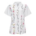 thumbnail image 3 of Gibobby Playeras Mujer Camisetas Cuello V Camisa moda para mujer Botón cuello Top casual manga corta(Blanco,CH), 3 of 5