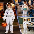 thumbnail image 5 of Marendyee Astronaut Costume for Kids Space Suit Cosmos Themed Role-Play Dress-Up for Toddlers with Helmet Accessories Clothes Career Day Cosplay for Children 6T 5-6Yreas, 5 of 18