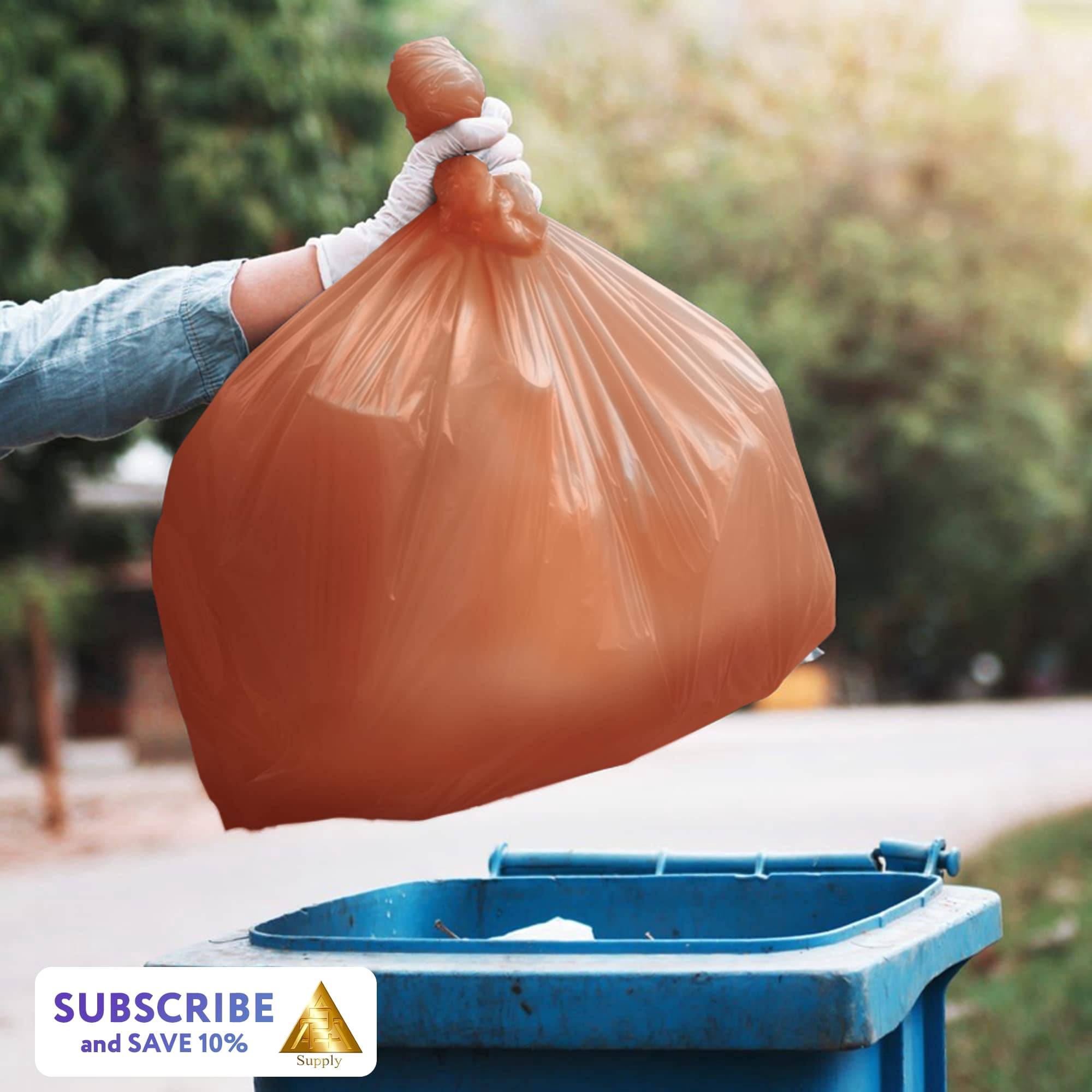 Orange Outdoor Trash Bags, 2 Mil Leakproof Polyethylene, 100 Count, 56 Gallon