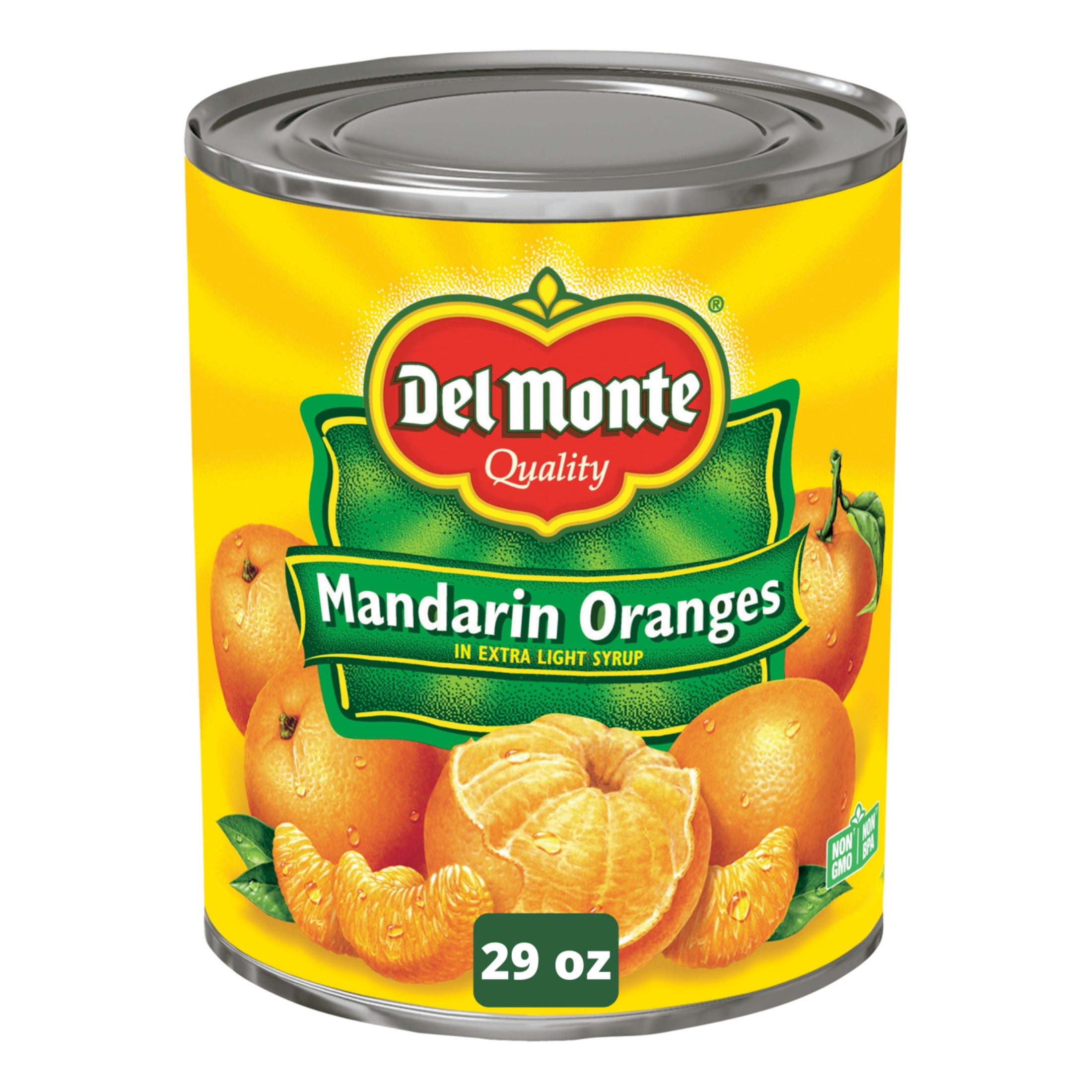 (4 pack) Del Monte Mandarin Oranges in Extra Light Syrup, 29 oz Can, Canned Fruit