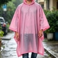 thumbnail image 5 of Hfnxid Rain Poncho Mens Womens Waterproof Rain Jacket with Hooded Reusable Lightweight Pullover Cloak Hiking Raincoat Cape Pink Free Size, 5 of 7