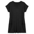 thumbnail image 5 of Guluxicc V Neck T Shirts for Women Plus Size Solid Color Long Length with Pockets Loose Fit Casual Womens Tee Shirts, 5 of 6