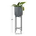 thumbnail image 3 of CosmoLiving by Cosmopolitan 13" x 36" Deep Recessed Dome Dark Gray Metal Planter with Removable Stand, 3 of 9