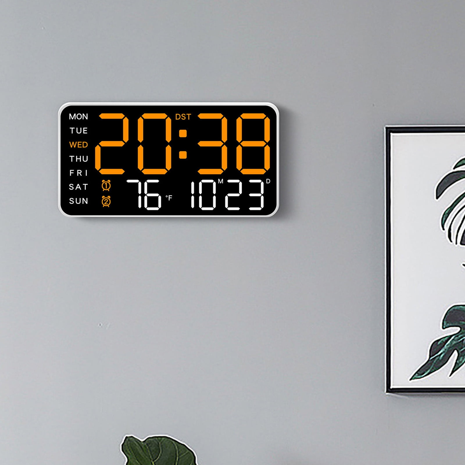8.5" Large Display Digital Wall Clock, Digital Alarm Clock, with Date, Temperature, Auto DST, Modern Decor Design for Desk, Wall, Room, Bedroom, Gift, Yougster and Elderly