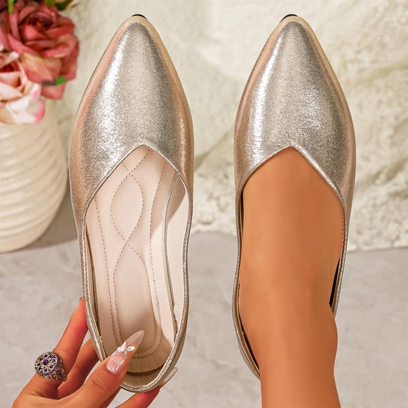 Crunowin Women's Soft Sole Loafers, Soft Sole Solid Color Trendy Style Everyday Wear Shoes Gold