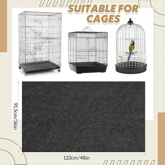 Large Bird Cage Mat 36x48 Inch Absorbent Waterproof Felt Pad with Non-Slip Backing for Pet Cages
