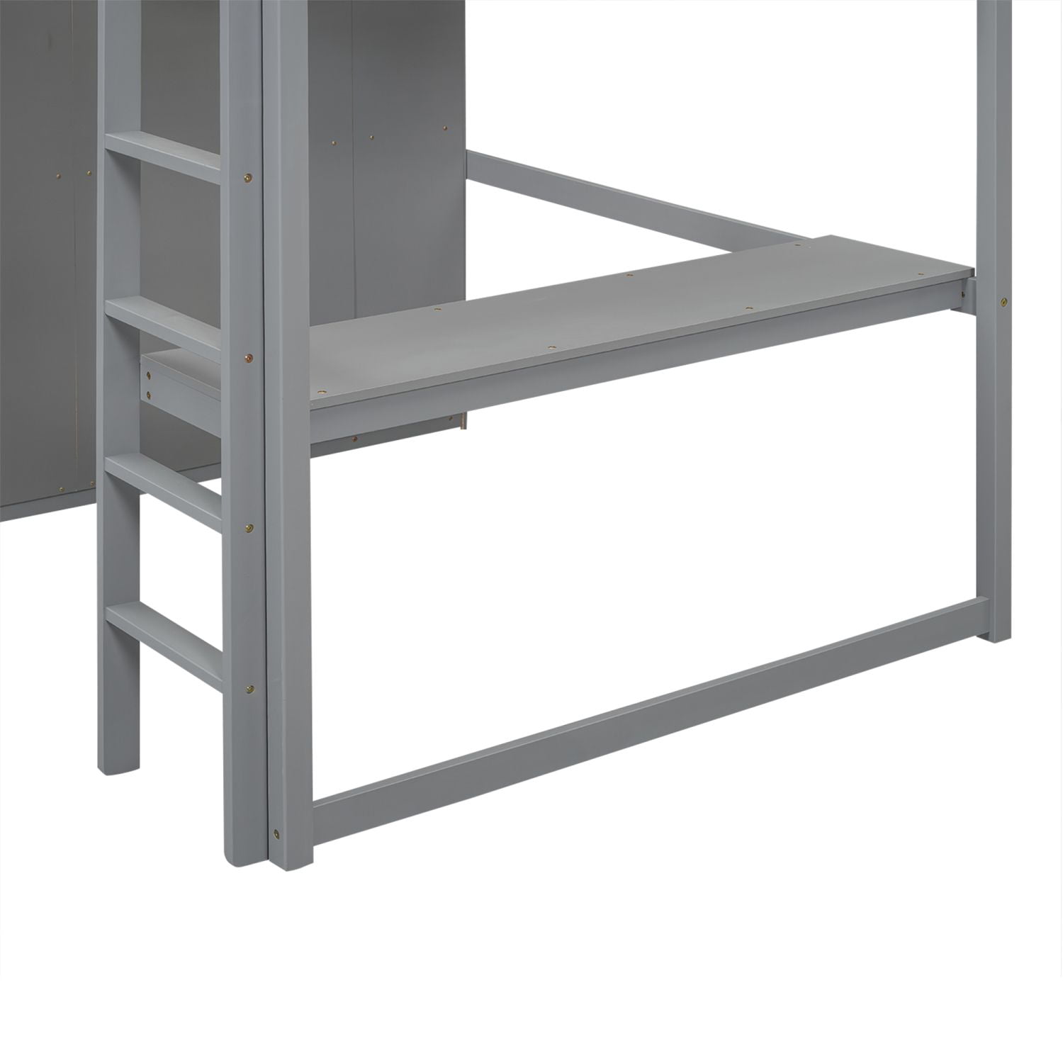 Asteroutdoor Wood Full Size Loft Bed with Built-in Wardrobe, Desk, Storage Shelves and Drawers, Gray