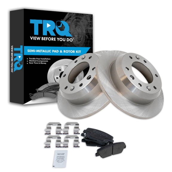 TRQ Rear Brake Pad & Rotor Kit Brake Pads Brake Rotor Semi-Metallic Fits Select 2007-2008 Hyundai Entourage 2007-2012 Kia Sedona