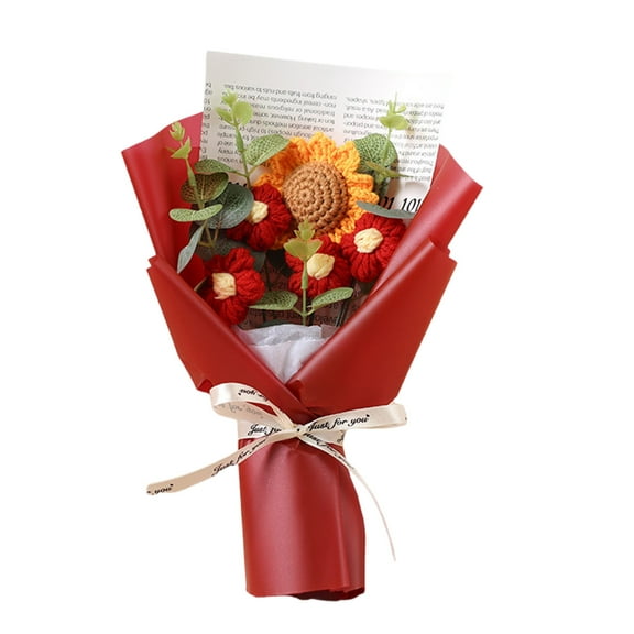 Artificial Crochet Flower Bouquet Handmade Wool Flowers For Wedding Party Teachers'Day