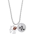 thumbnail image 1 of Delight Jewelry Silvertone Love with Football Silvertone Script Initial Disc - N - Charm Necklace, 20"+3", 1 of 4