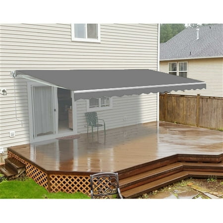 - ALEKO 16'x10' Motorized Retractable Patio Awning, Gray Color