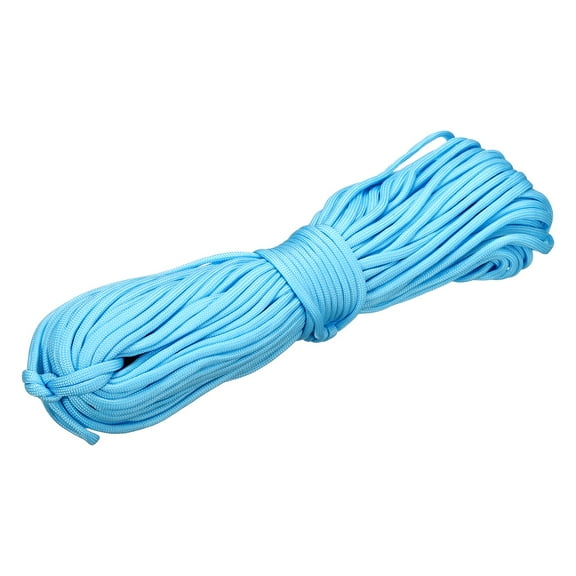 Uxcell 1/8" Paracord Rope, 100ft 7 Strand Heavy Duty Camping Rope Braided Polypropylene Ropes, Lightweight Tie-Downs Utility Cord for Marine, Indoor & Outdoor, Light Blue