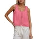 thumbnail image 1 of Camiseta sin mangas de encaje de colores lisos para mujer - Top tipo chaleco ajustado, 1 of 5