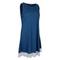 thumbnail image 1 of Vestido corto tipo túnica retro sin mangas de encaje para mujer, estilo playero informal y holgado Azul, 1 of 9