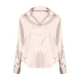 thumbnail image 5 of Endives Women Satin Button Down Shirt Casual Long Sleeve V Neck Blouse Loose Business Work Tunic Tops, 5 of 5