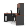 thumbnail image 2 of Bestar Prestige L-Shaped Workstation with Hutch and Single Pedestal - Bordeaux and Graphite, 2 of 4