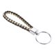 thumbnail image 1 of Llavero de cuero trenzado con anillo de acero inoxidable, pulsera de PU tejida, negro dorado, 1 of 5