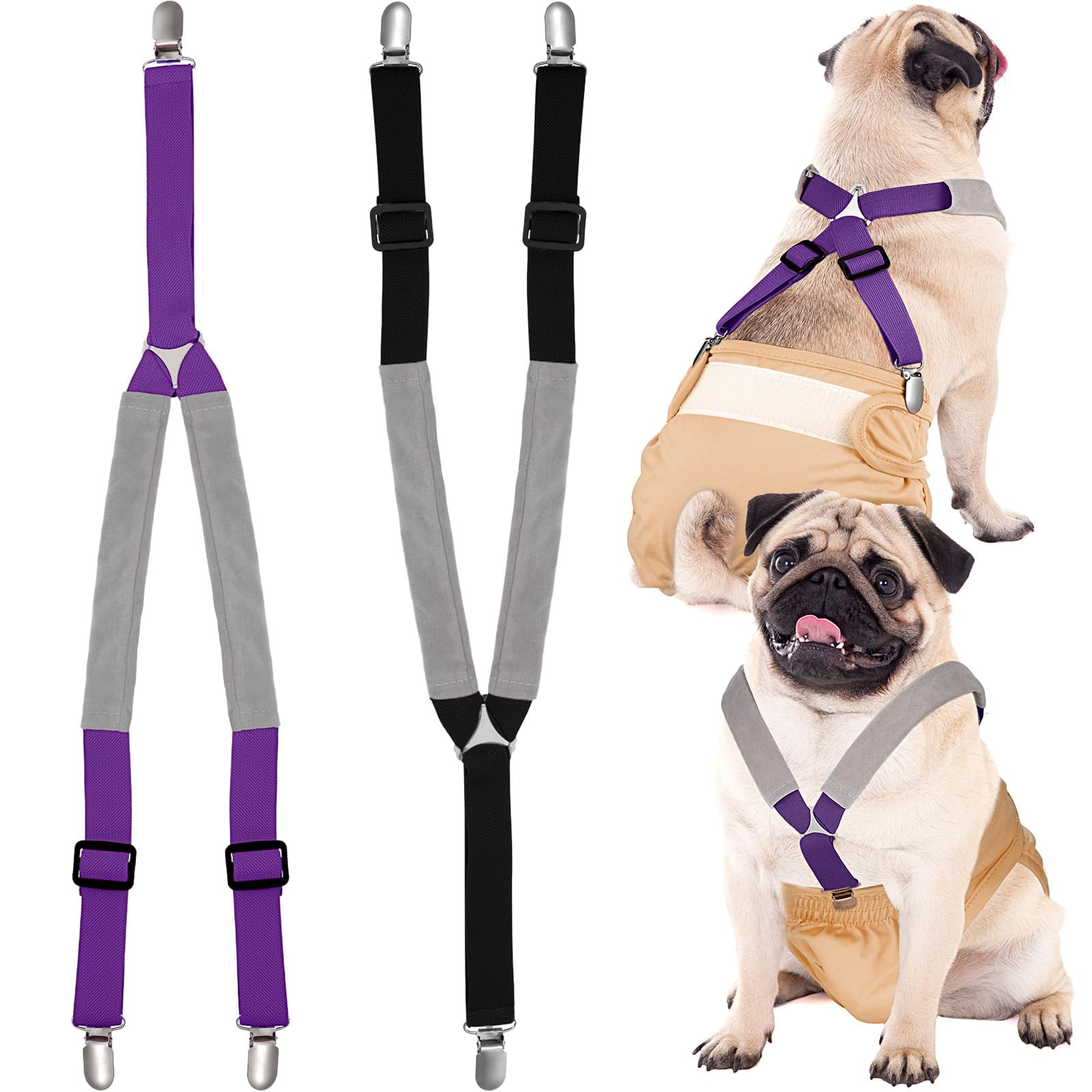 2 Pcs Dog Suspenders Diaper Suspenders Soft Female Male Adjustable Washable Pet Diaper Keeper Suspender