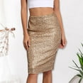 thumbnail image 5 of JIANJIA Skirts For Women Summer Solid Color Sequins High Waist Slim Fashion Casual Mini Bodycon Outwear,Gold,S, 5 of 7