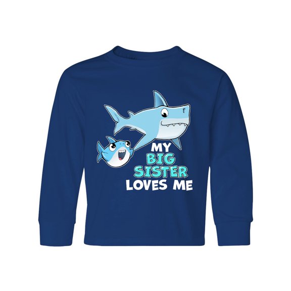Inktastic My Big Sister Loves Me with Cute Sharks Long Sleeve Youth T-Shirt