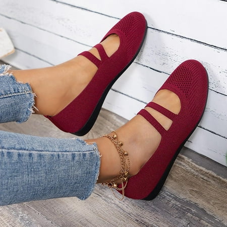 Slip On Ballet Flat Pointed Toe Flats Dress Shoes Comfort Women Shoes Slip On Shoes for Woman Classic Softable Shoes Low Wedge Wine 9.5