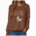thumbnail image 4 of Towmus Christmas Sweatshirt for Women Plus Size Elk Print Sweatshirts Crewneck Long Sleeve Xmas Holiday Tops, 4 of 6