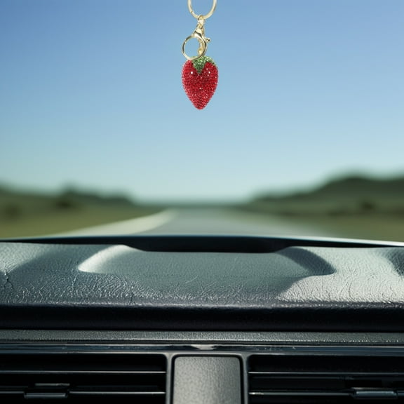 MLINS Bling Rhinestone Strawberry Key Charms Fruit Keychain Sparkling Car Keys Pendant Accessories For Handbags Backpacks Tote Bags