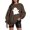 Brown, variant on Vedolay Fall Tops for Women Women's Hoodies Half Zip Long Sleeve Oversizd Crop Pullover Sweatshirts with Pockets,Brown L