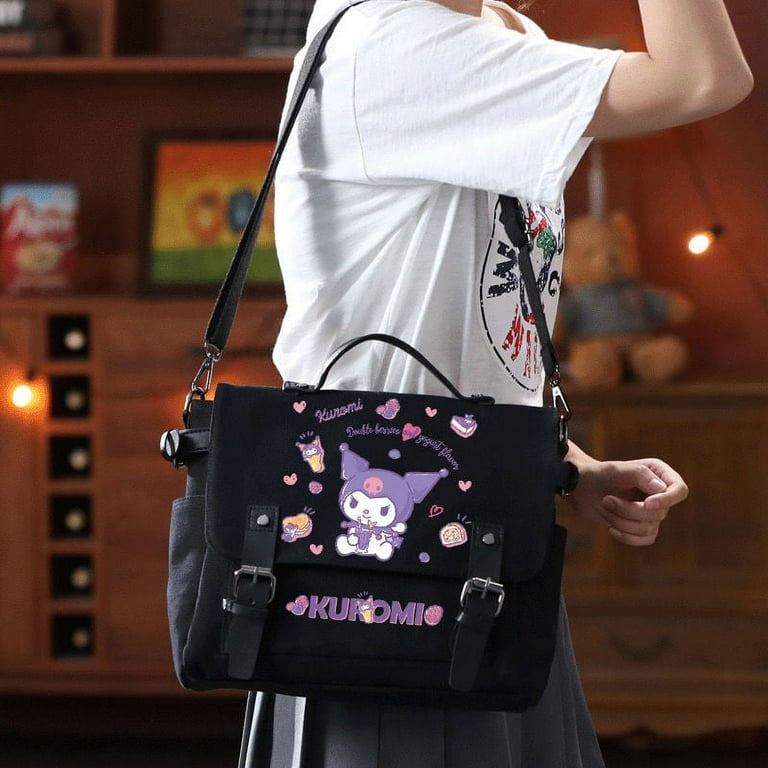Sanrio Kuromi Kuromi Cute Cartoon Shoulder Messenger Bag Female Student Class Boys Girls School Bag Gift