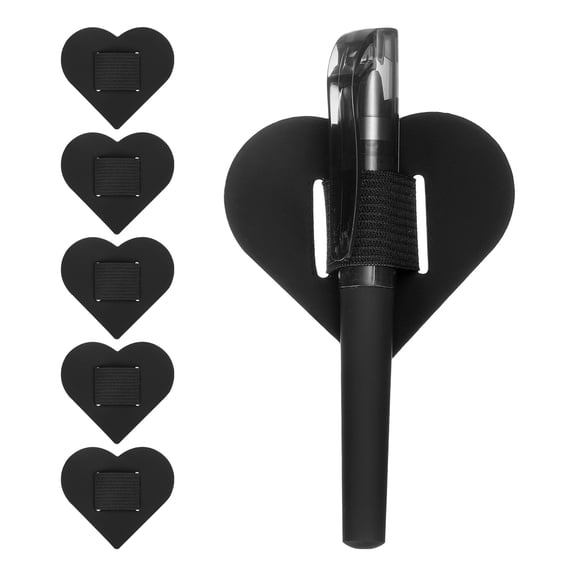 Uxcell 6 Pcs Heart Pen Loop Holder for Notebook, Self Adhesive Pen Holder PU Leather Pencil Elastic Loop Designed for Tablet, Journals Clipboards Notebooks(Black, Style1)