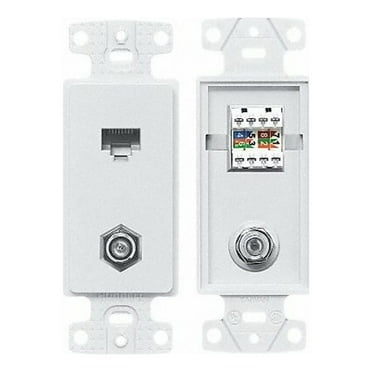 Hubbell Wiring Device-Kellems Wall Plate and Jack,Cat 5e/F-Type,White NS785W