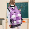 thumbnail image 7 of FORMRS Unisex School Backpack 17" Student Travel Bag with Laptop Compartment, Purple and White Pattern, 7 of 7