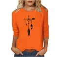thumbnail image 1 of Dadaria T-Shirt pour Femmes Orange Manches 3/4 Col Rond Grande Taille Attrape-Rêves Été m, 1 of 4