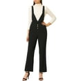 thumbnail image 5 of INSPIRE CHIC Women's Overalls Wide Leg Pants Slant Pocket Long Suspenders Jumpsuit S Black, 5 of 7