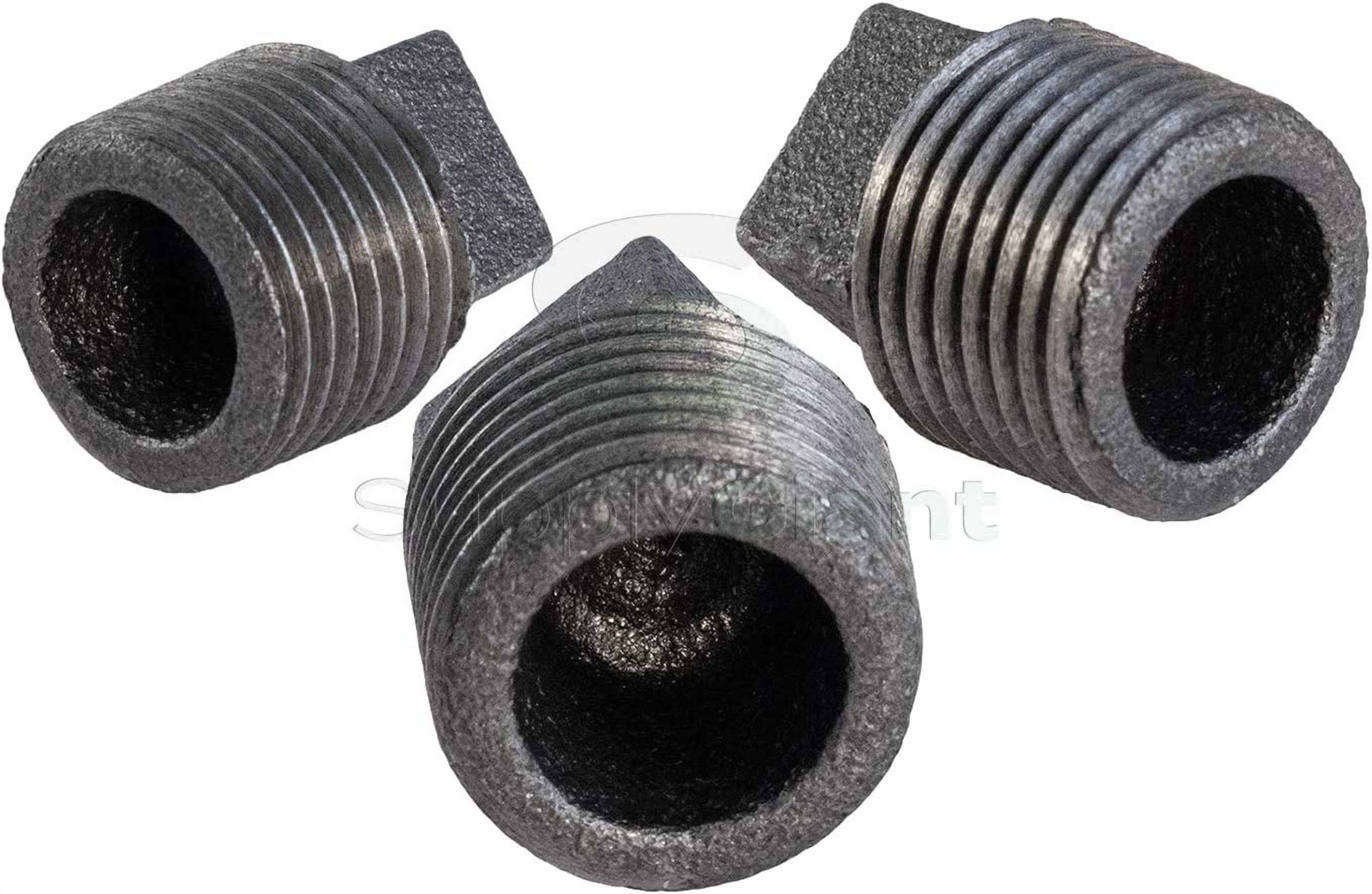 Supply Giant BMPL0120 Black Malleable Iron Plug with Square Head, 1/2"