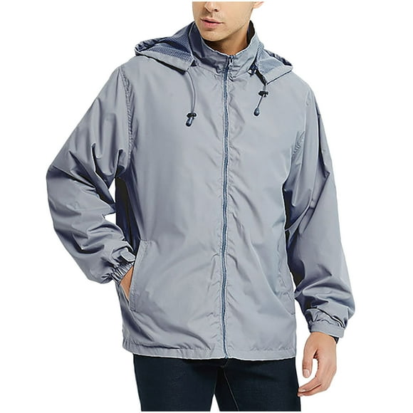 Pisexur Vestes pour Hommes Manteaux Confortables pour Hommes Couleur Unie à Manches Longues à Capuche Coupe-Vent Imperméable et Anti-Froid Veste Haut Gris Foncé,2TG
