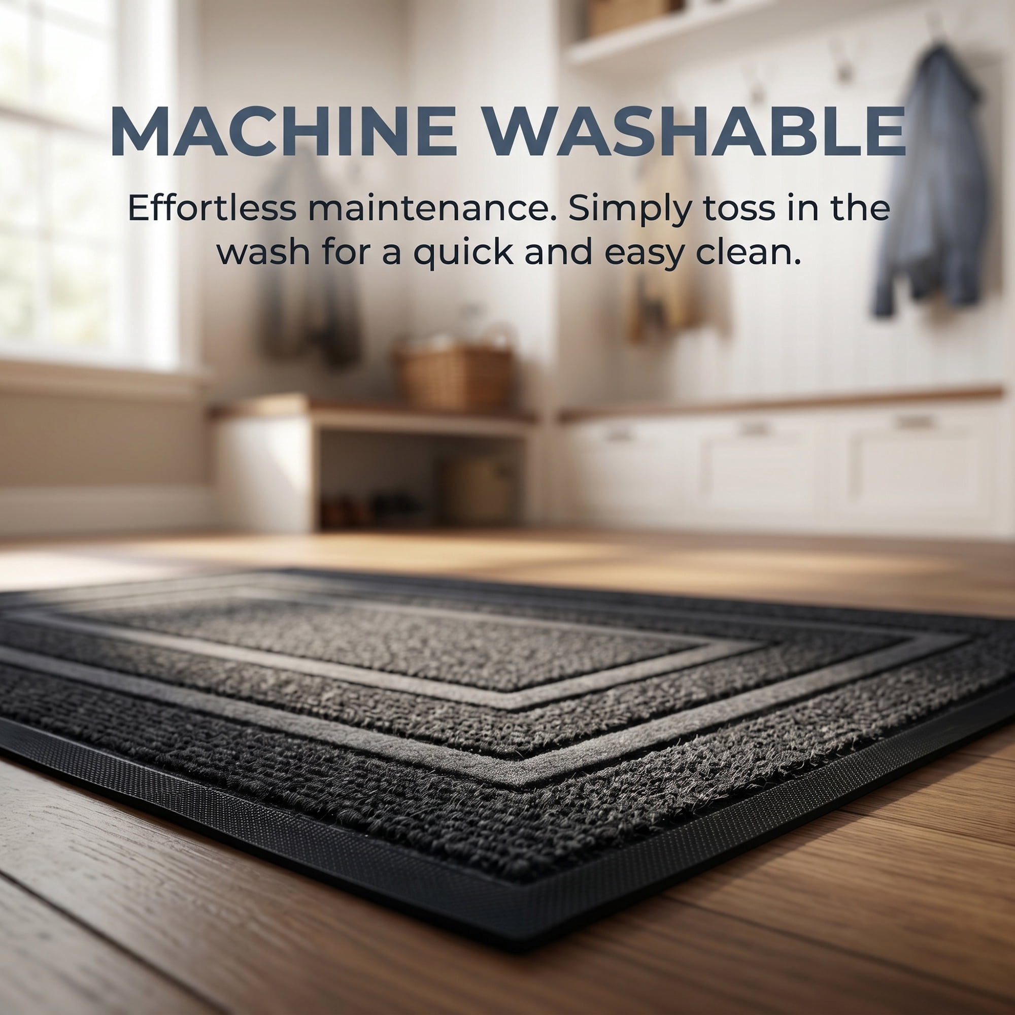 Unique Bargains Geometric Waterproof Welcome Front Door Mat Dark Grey 30" x 18"