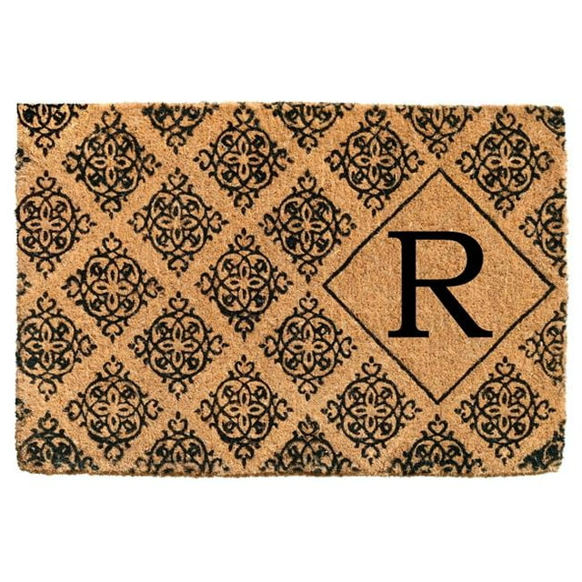 Calloway Mills 103332436R 24 x 36 x 1.5 in. Regency Monogram Rectangular Doormat, Natural & Black - Letter R