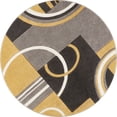 thumbnail image 3 of Echo Shapes & Circles Red / Grey Modern Geometric Comfy Casual Hand Carved Round Area Rug 5 ( 5'3" ) Easy Clean Stain Fade Resistant Shed Free Abstract Contemporary Thick Soft Plush Living Room Rug, 3 of 4