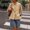 Khaki, variant on Womens Ruffle Stand Collar Short Trench Coat Single Breasted Cropped Jackets With Plaid Cuffs, L