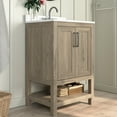 thumbnail image 3 of Emma + Oliver 24 Inch Bathroom Vanity, Single Sink Cabinet with 2 Soft Close Doors and Open Shelf, Carrara Marble Finish Countertop, Brown, 3 of 12