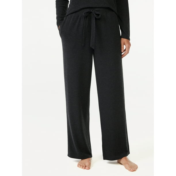Joyspun Women's Hacci Knit Wide Leg Pajama Pants, Sizes S to 3X ...