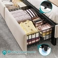 thumbnail image 3 of EnHomee Queen Size Bed Frame with 2 Drawers &  Storage Platform Upholstered Bed Frame Queen with Headboard Queen Bed Frame with LED Lights & Charge Station, No Box Spring Needed, No-Noise, Beige, 3 of 8