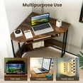 thumbnail image 5 of Kadyn Computer Corner Desk,Home Office Writing Worstation, Corner Table,Triangle Corner Desk with Charging Station Keyboard Tray and Storage Shelf-Rustic Brown, 5 of 7