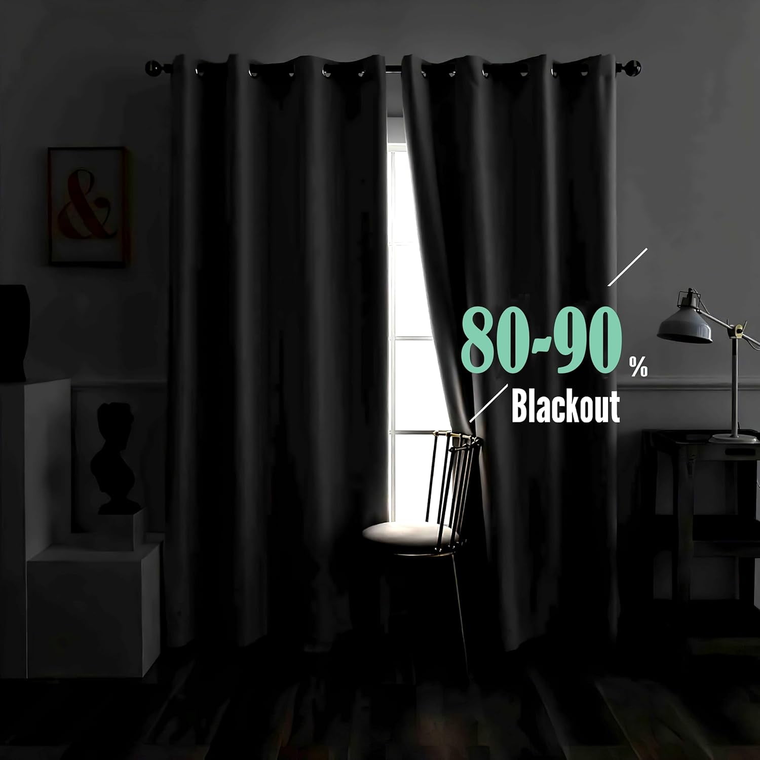 Blackout Curtains 2 Panels Set Black and Beige Black Out Curtain Shabby Chic Cream Tan Thermal Insulated Window Treatments Decor for Living Room Bedroom Darkening Curtain-42"W x 72"L (Pack of 2)