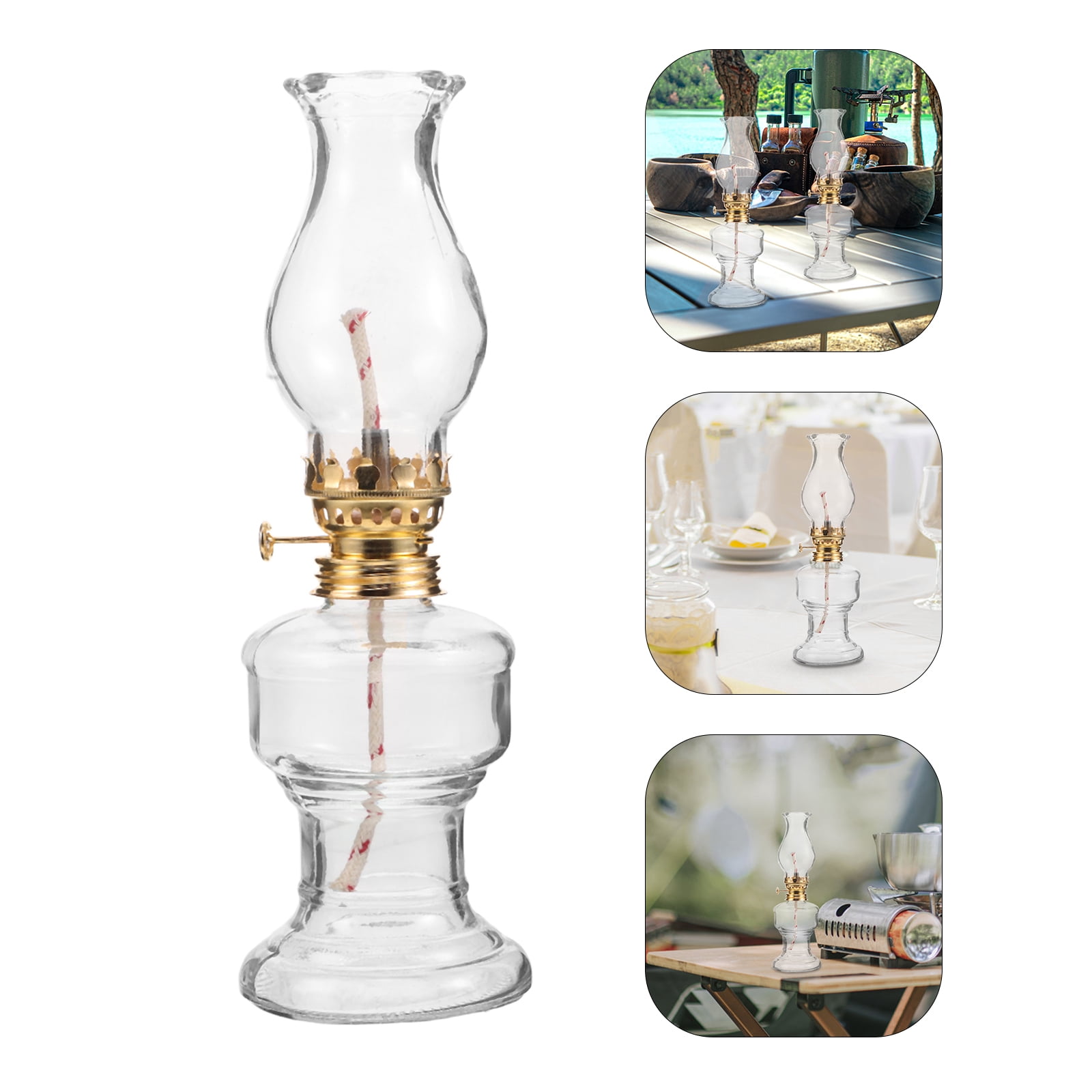 Nestingho 2 Sets of Glass Kerosene Oil Lamps Lanterns Vintage Oil Lamps Table Decors Chamber Lamps with Wicks
