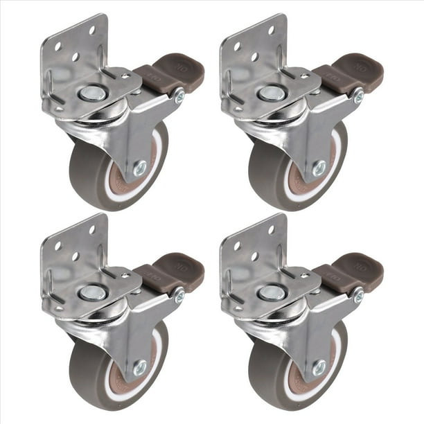 Ruedas de Montaje Lateral, Ruedas para Muebles de 2 Pulgadas, Ruedas de Goma en Forma de L, Juego de 4, Tapa Giratoria con Bloqueo de 360 Grados, Paquete de 4