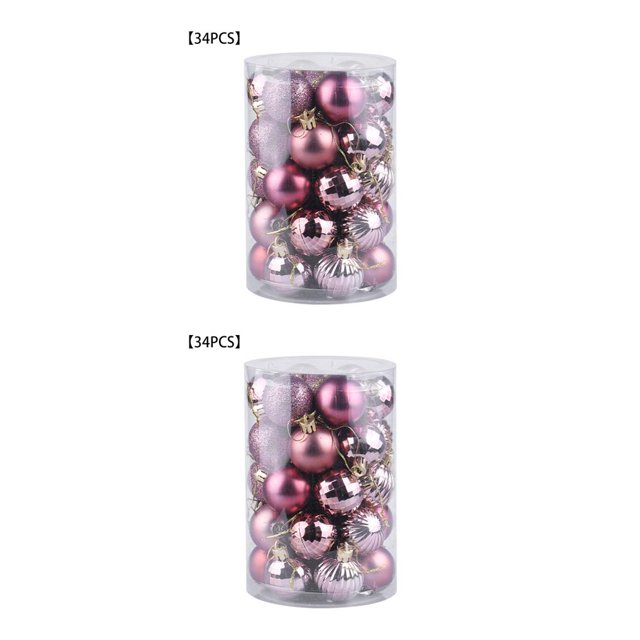 Bearachild 34 unidades/juego de bolas colgantes para árbol de Navidad, hogar, centro comercial, oficina, pared, árbol, ventana, decoración de oro rosa 2piezas