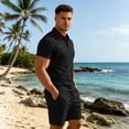 thumbnail image 2 of GrmtClth Mens Casual Collared Matching Set Basic Polo Shirt and Relaxed Fit Shorts Comfortable Everyday Outfit for Outdoor Travel Black 3XL, 2 of 6